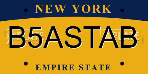B5ASTAB New York License Plate