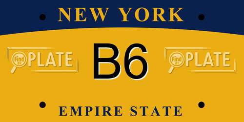 B6 New York License Plate