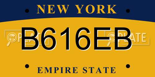 B616EB New York License Plate
