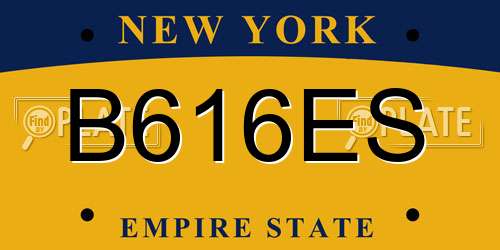 B616ES New York License Plate