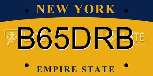 B65DRB New York License Plate