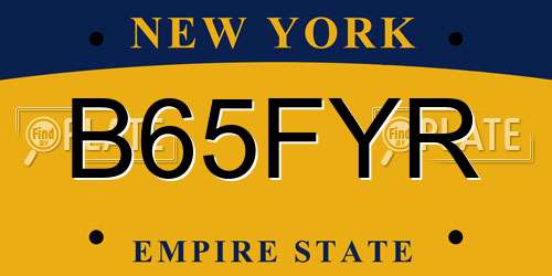 B65FYR New York License Plate