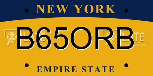 B65ORB New York License Plate