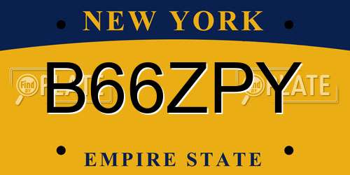 B66ZPY New York License Plate