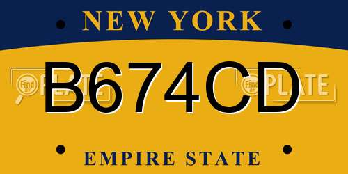 B674CD New York License Plate