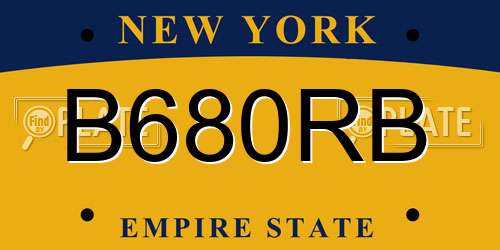 B680RB New York License Plate