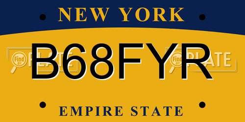 B68FYR New York License Plate
