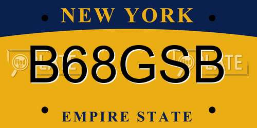 B68GSB New York License Plate