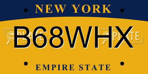 B68WHX New York License Plate