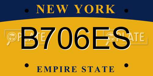 B706ES New York License Plate