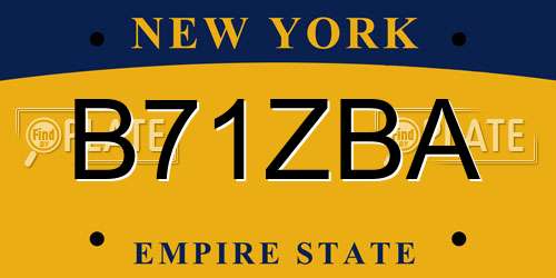 B71ZBA New York License Plate