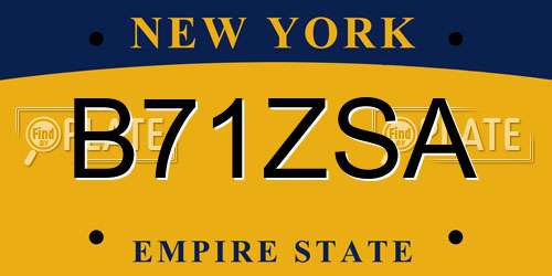 B71ZSA New York License Plate