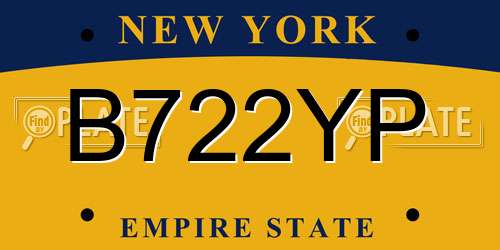 B722YP New York License Plate