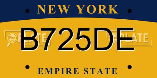 B725DE New York License Plate