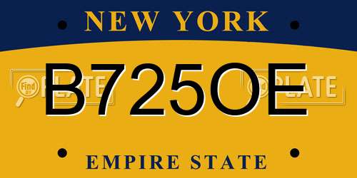 B725OE New York License Plate