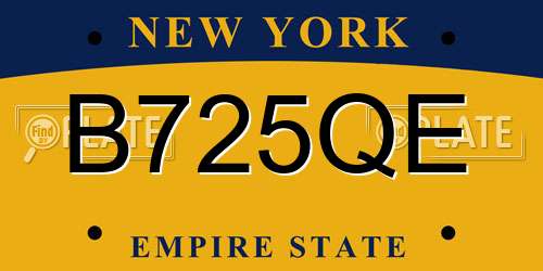 B725QE New York License Plate
