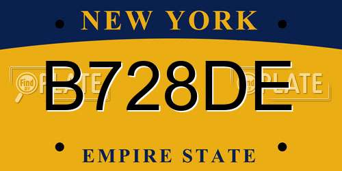 B728DE New York License Plate