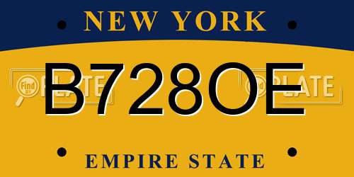 B728OE New York License Plate