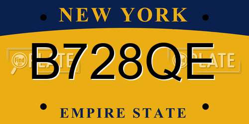 B728QE New York License Plate