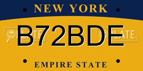 B72BDE New York License Plate