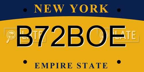 B72BOE New York License Plate
