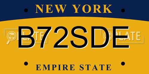 B72SDE New York License Plate