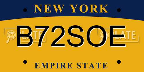 B72SOE New York License Plate