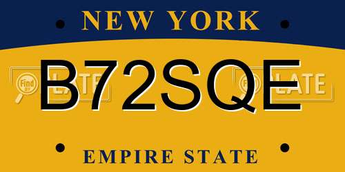 B72SQE New York License Plate
