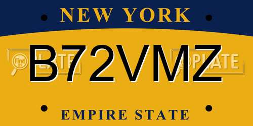 B72VMZ New York License Plate