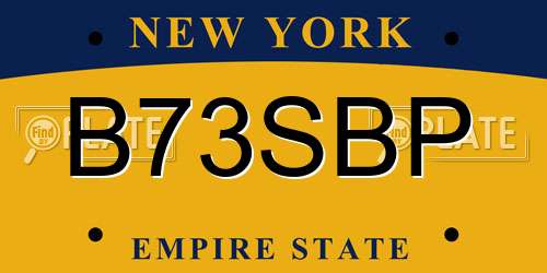 B73SBP New York License Plate