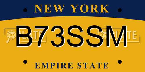 B73SSM New York License Plate