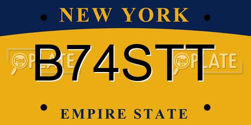 B74STT New York License Plate