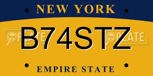 B74STZ New York License Plate