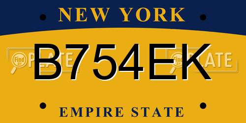 B754EK New York License Plate
