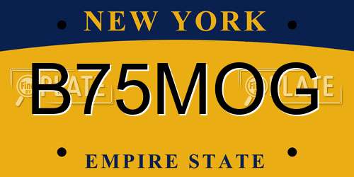 B75MOG New York License Plate