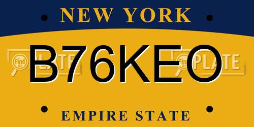 B76KEO New York License Plate