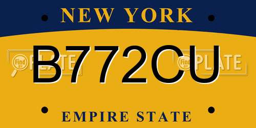 B772CU New York License Plate