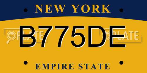 B775DE New York License Plate