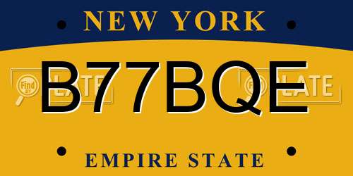 B77BQE New York License Plate
