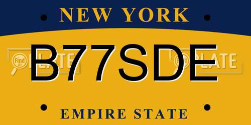 B77SDE New York License Plate