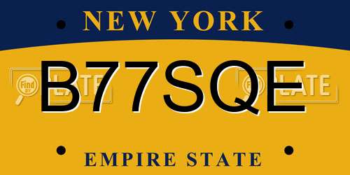 B77SQE New York License Plate