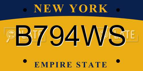 B794WS New York License Plate