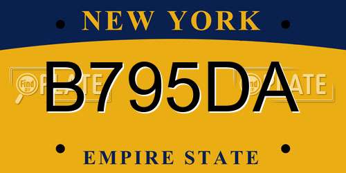B795DA New York License Plate