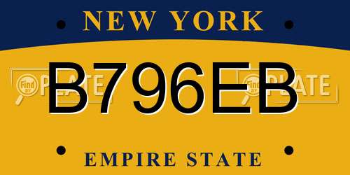 B796EB New York License Plate