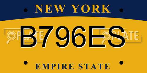 B796ES New York License Plate