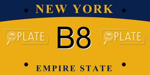B8 New York License Plate