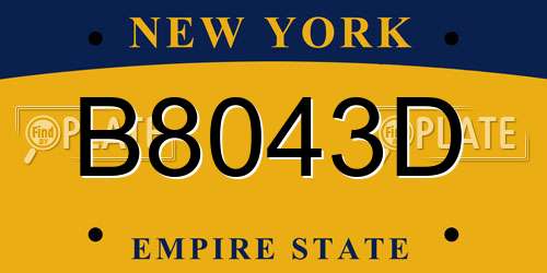 B8043D New York License Plate