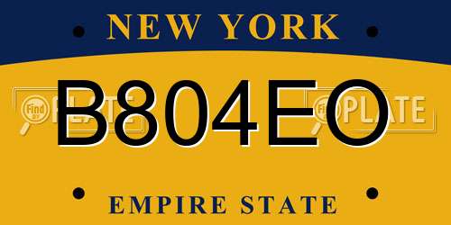 B804EO New York License Plate