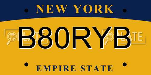 B80RYB New York License Plate