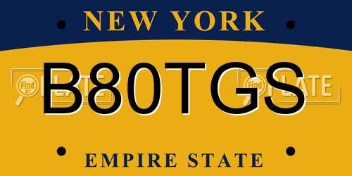 B80TGS New York License Plate